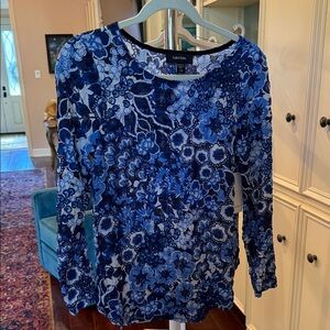 Karen Kane Women's Long Sleeve Blue Floral Top